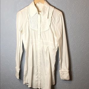 Dept white cotton tuxedo tunic top